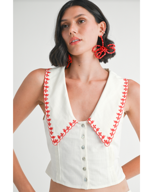 Madelyn Embroidered Collar Top