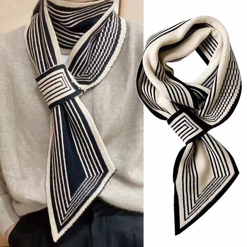 Cross-Front Geometric Stripes Scarf