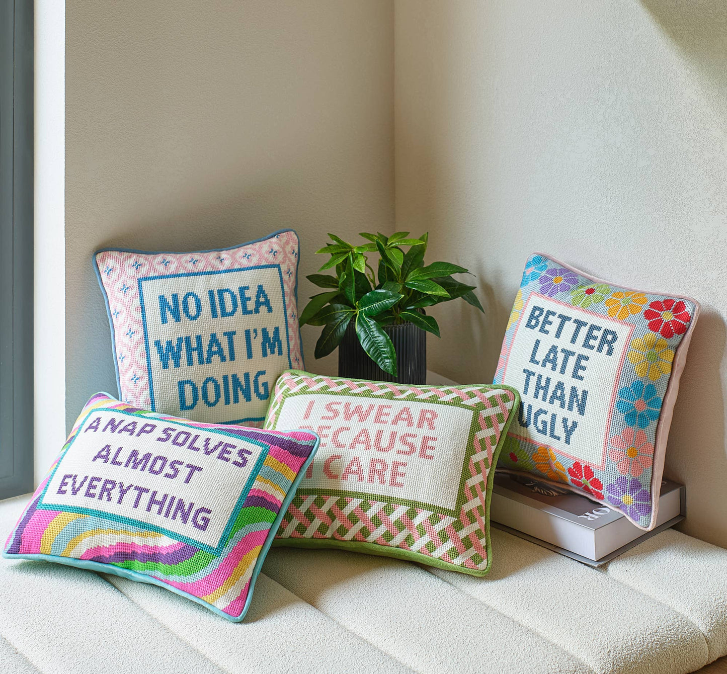 Nap Solves Almost Everything Embroidered Needlepoint Pillow