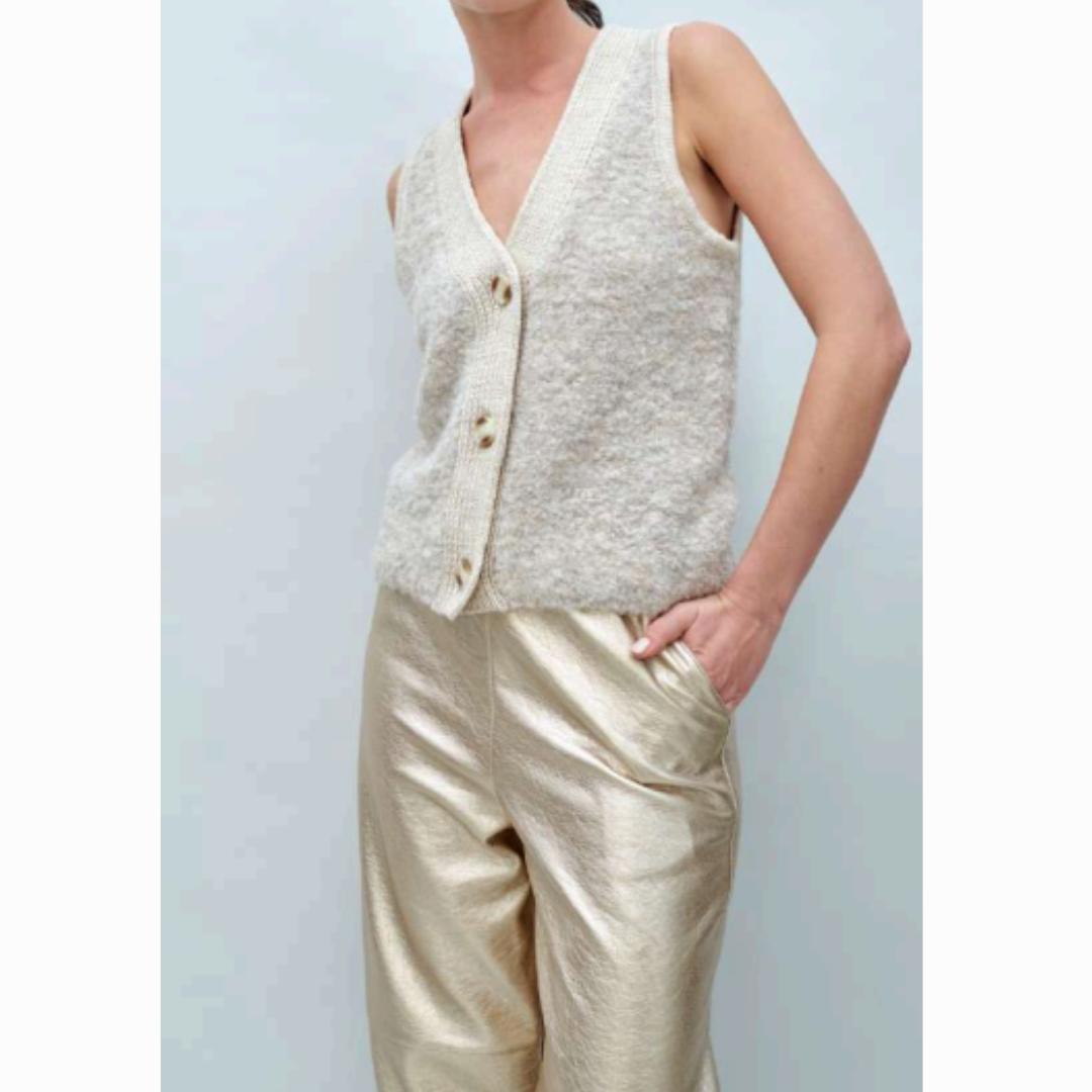 Emery Vegan Leather Gold Pants