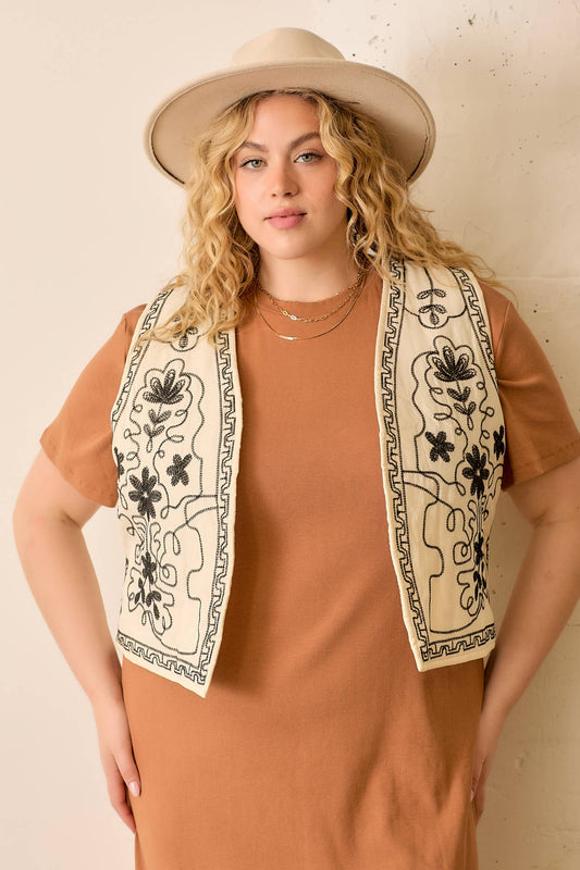Floral Embroidered Vest