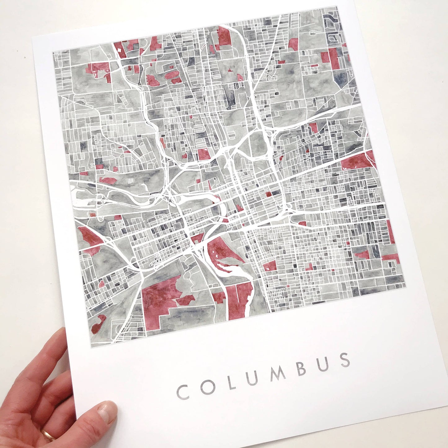 Columbus, Ohio Watercolor Map Art Print