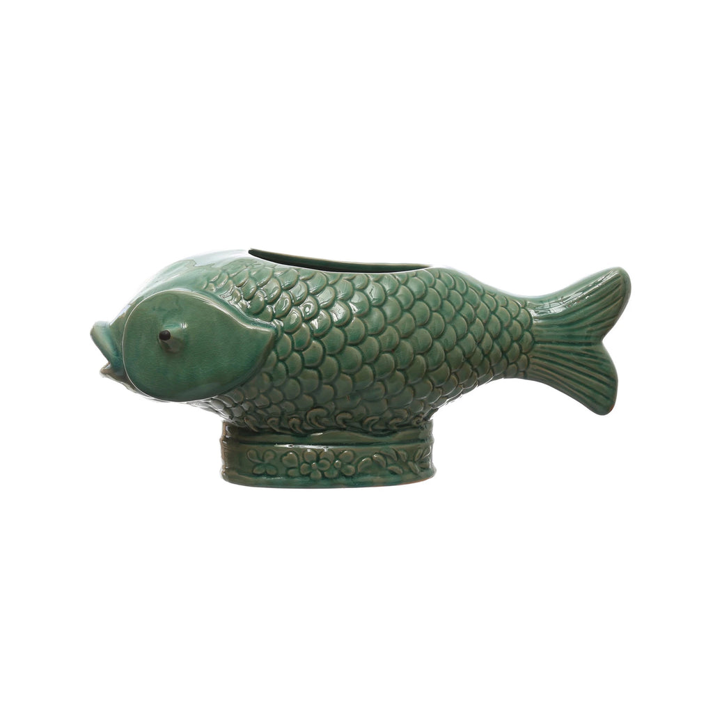 Vintage Stoneware Fish Planter