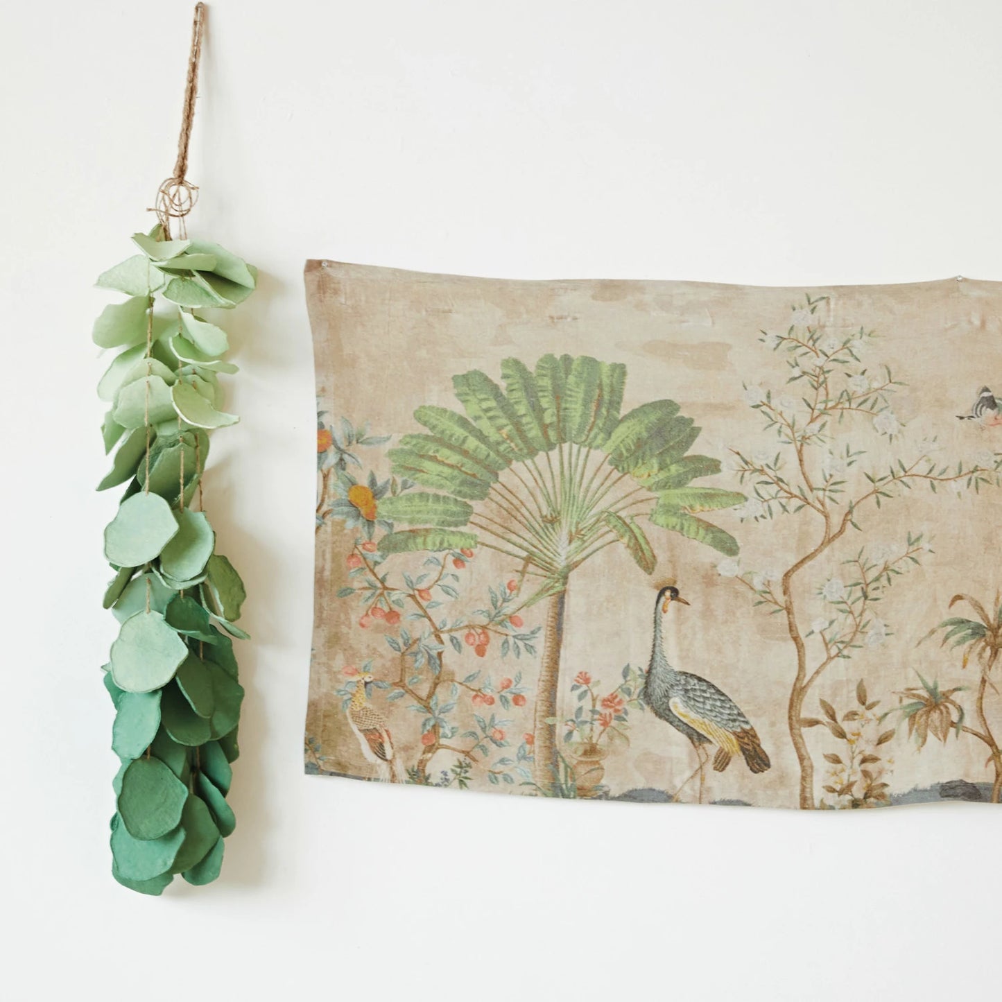 Peacock Linen Printed Wall Hanging