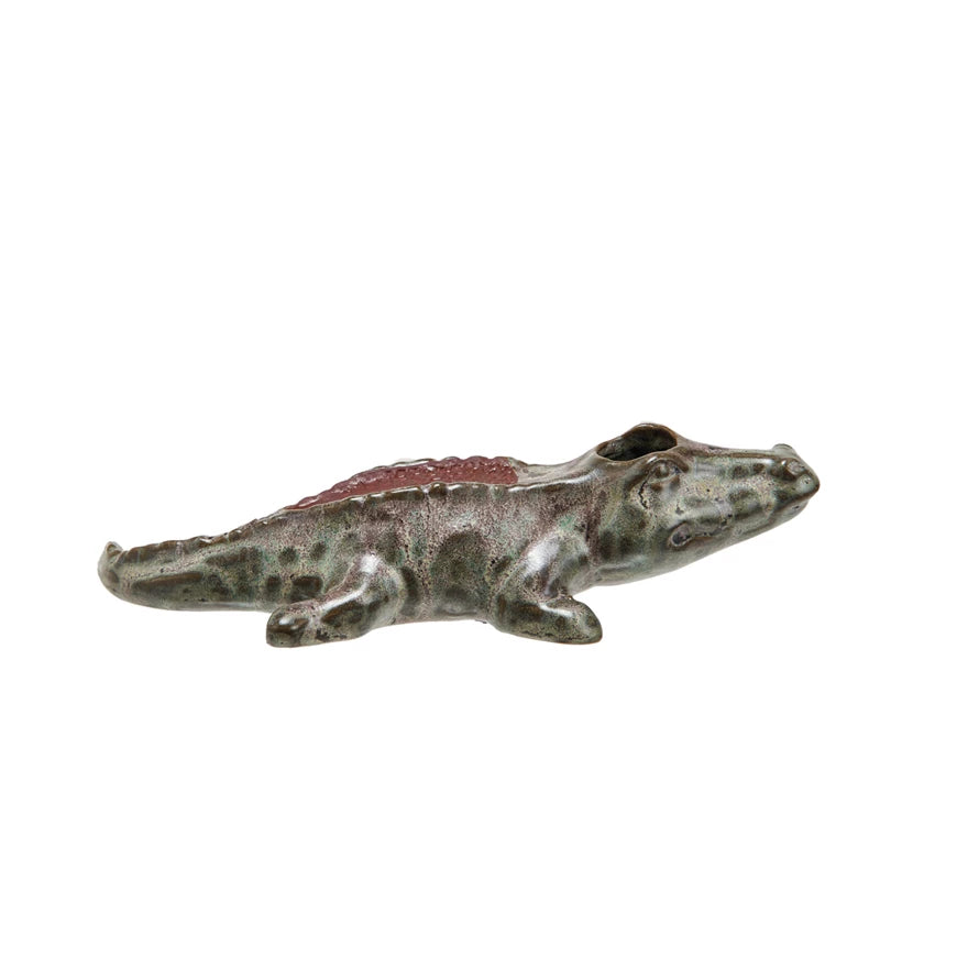 Stoneware Alligator Match Holder w/ Striker