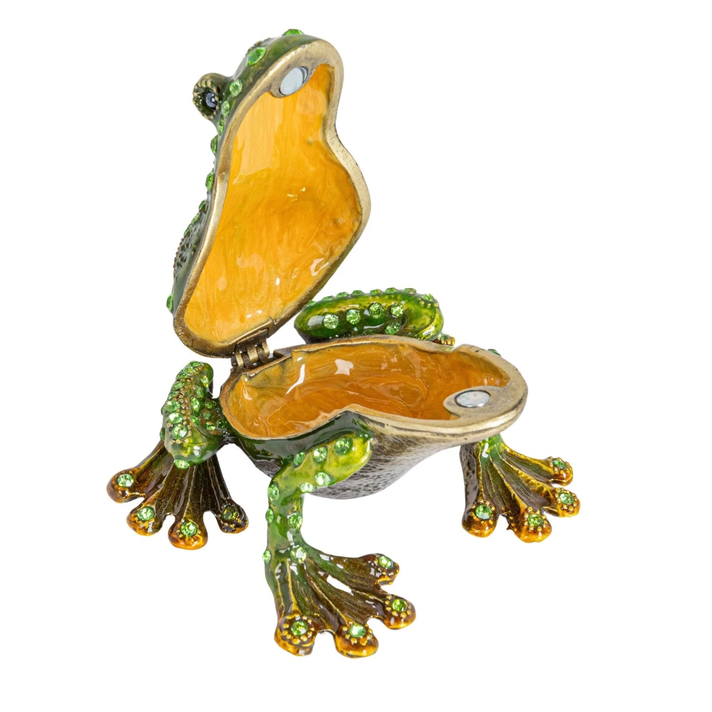 Enameled Metal Frog Trinket Box