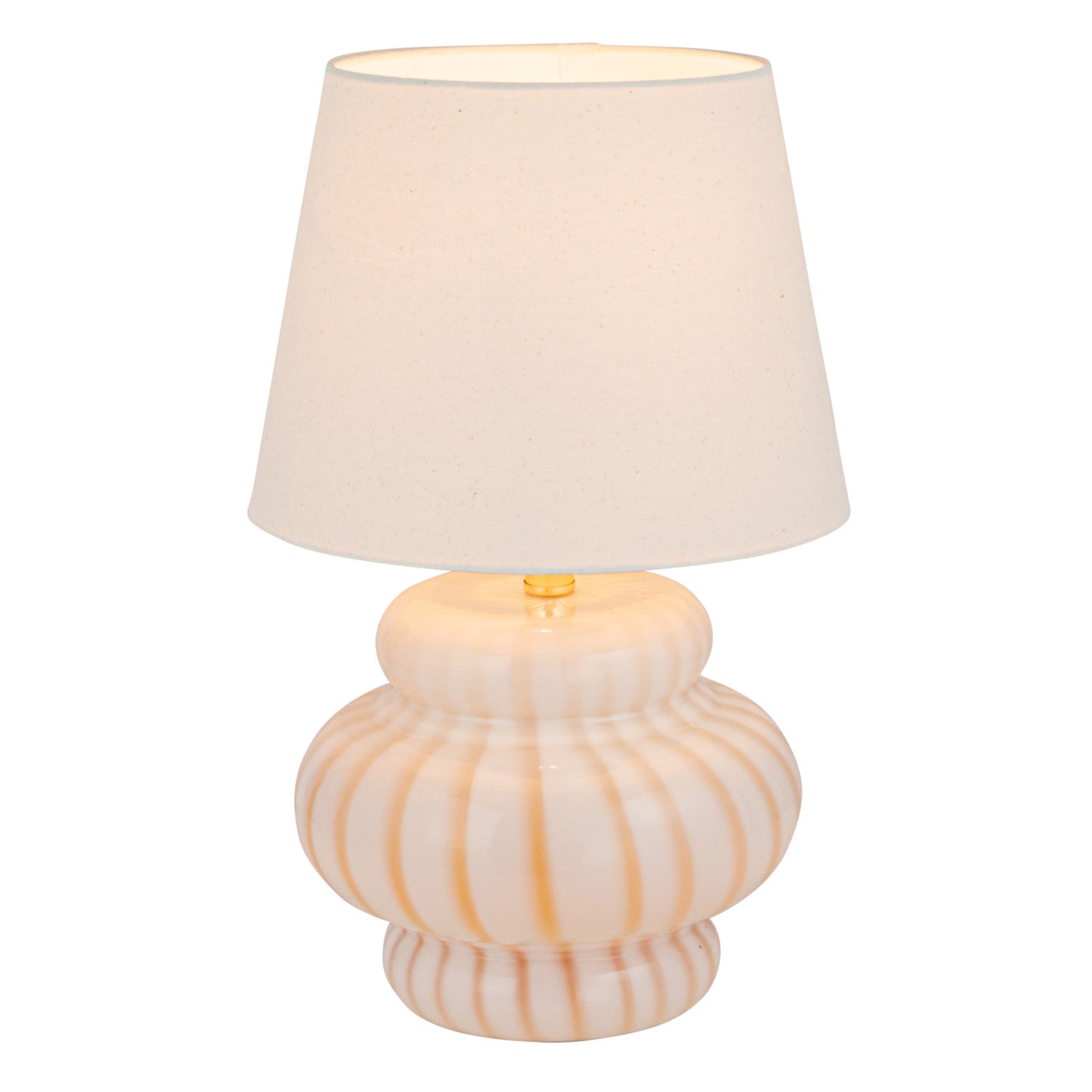 Paola Hand-Blown Art Glass Table Lamp w/ Stripes, Linen Shade & Inline Switch