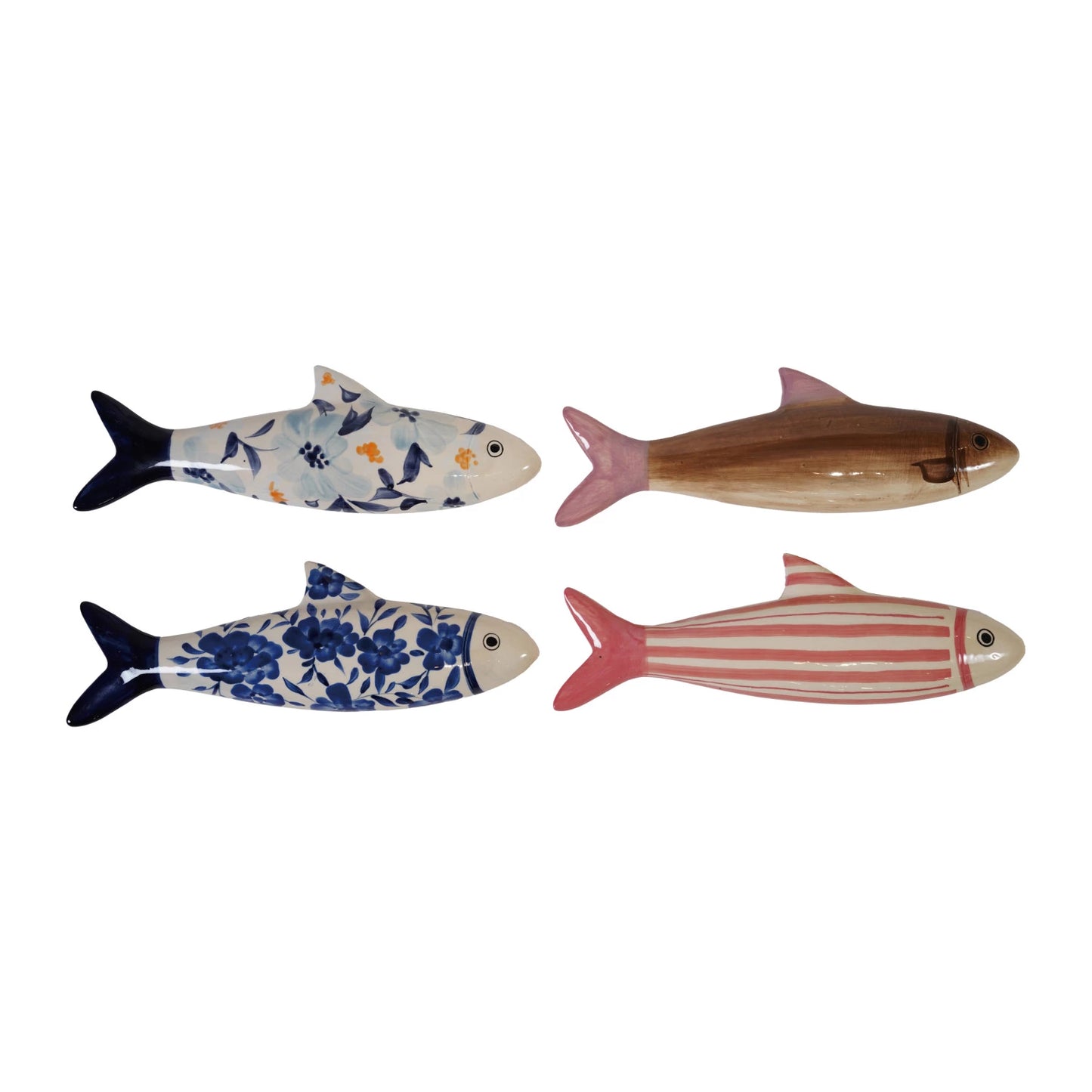 Hand-Painted Stoneware Fish Wall or Tabletop Decor