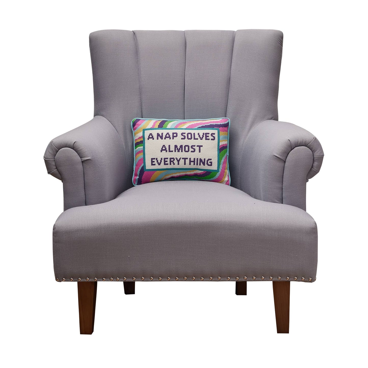 Nap Solves Almost Everything Embroidered Needlepoint Pillow