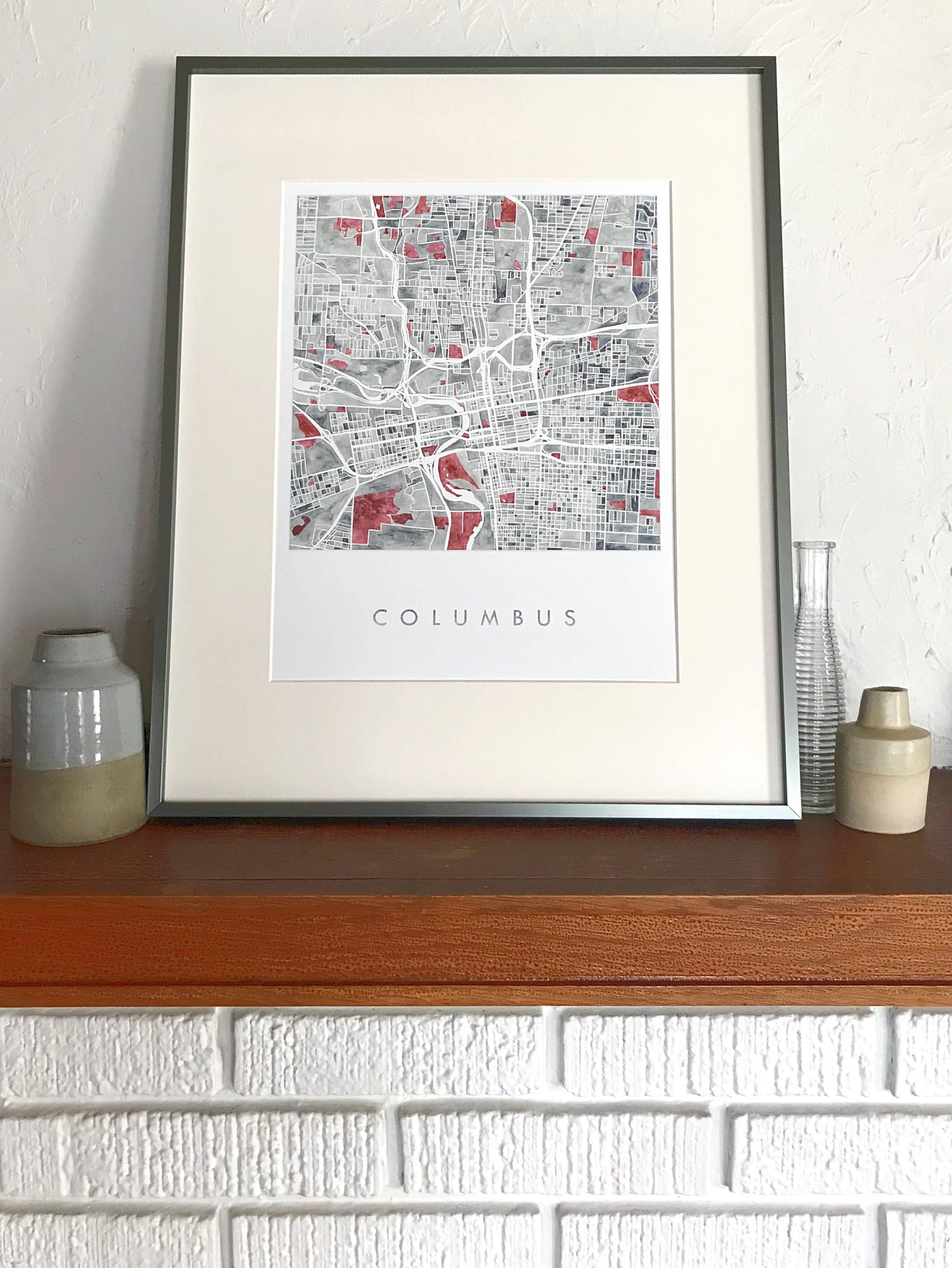 Columbus, Ohio Watercolor Map Art Print