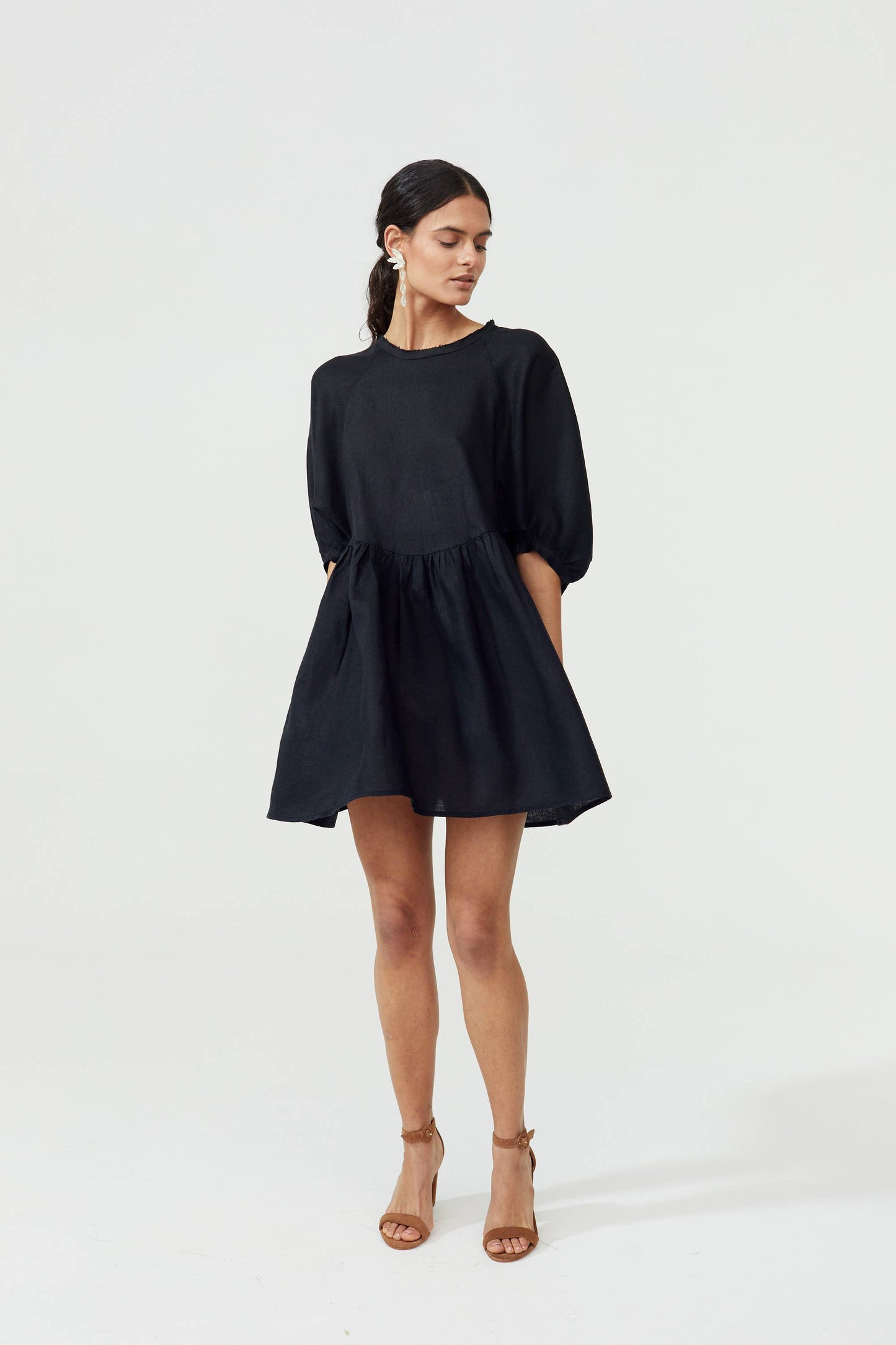 Organic Linen Black Alcala Dress