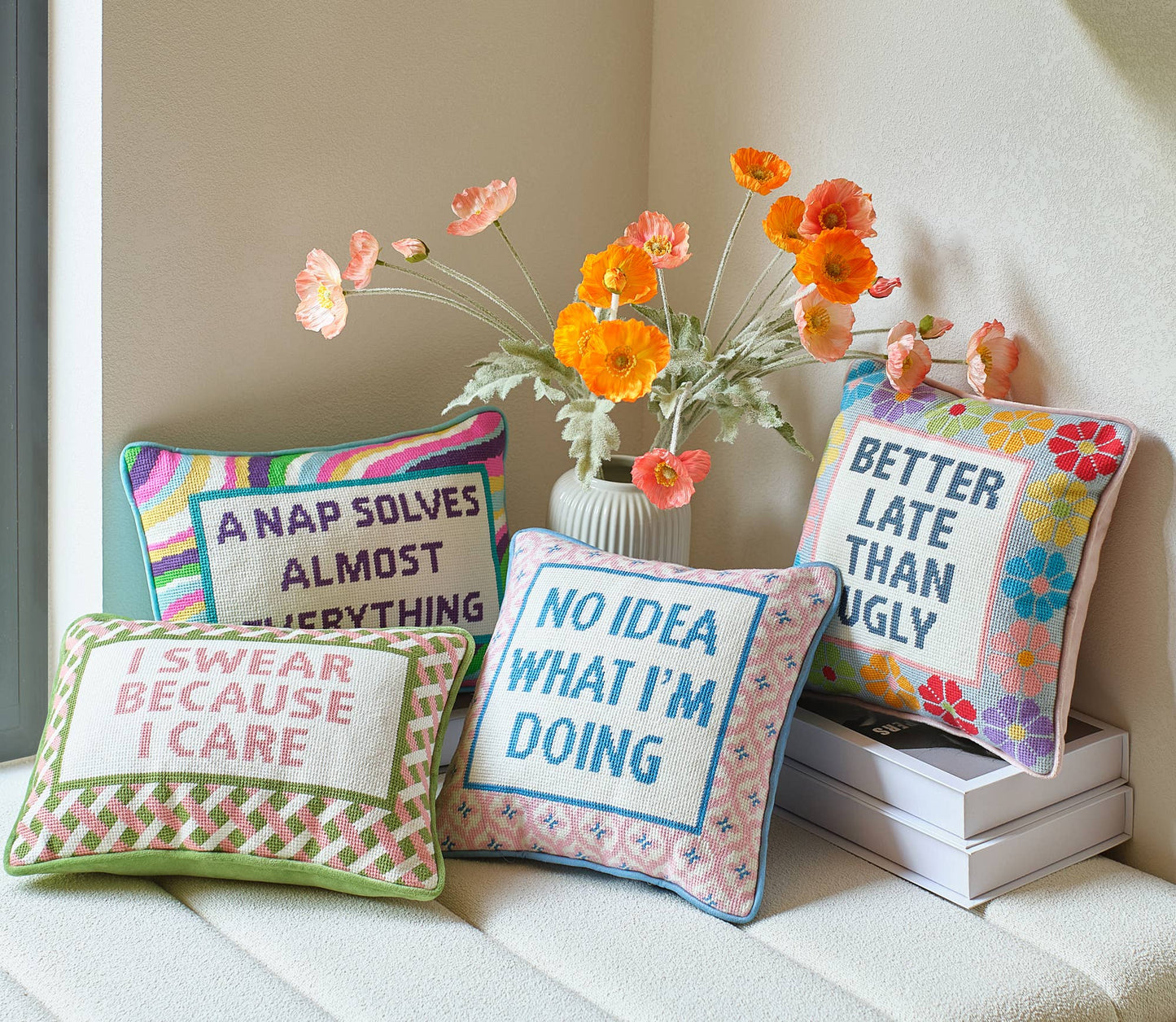 Nap Solves Almost Everything Embroidered Needlepoint Pillow