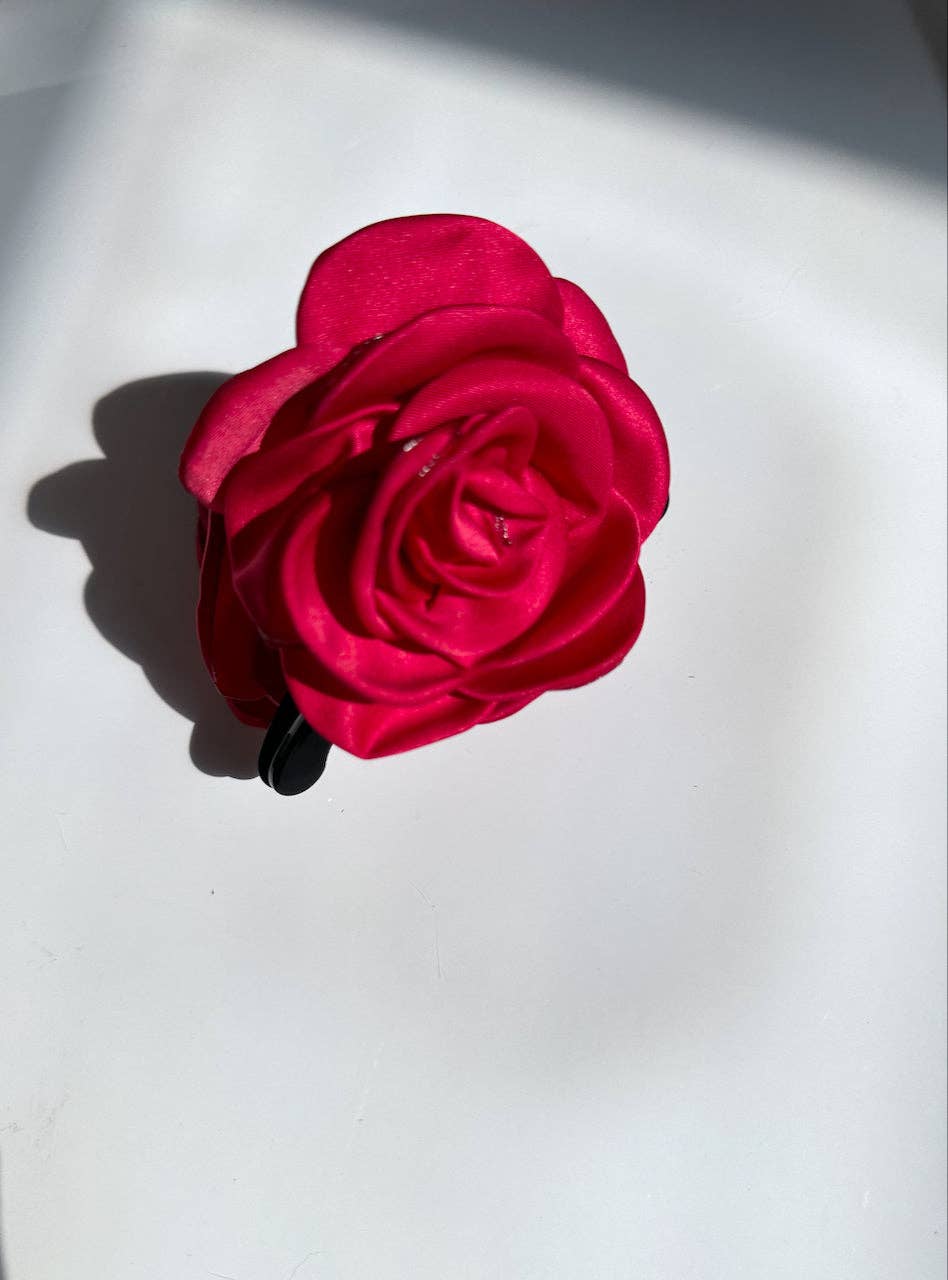 Handmade Satin Rose Hair Claw Clip