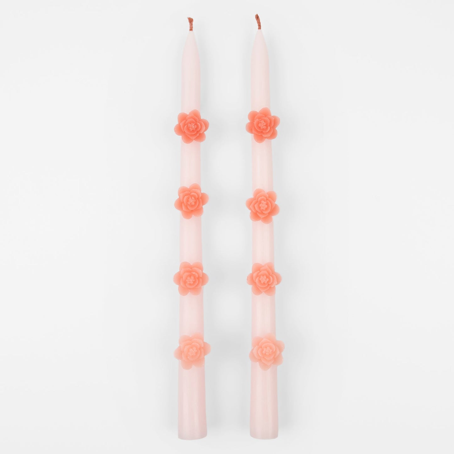 Pink Flower Taper Candles- Set of 2