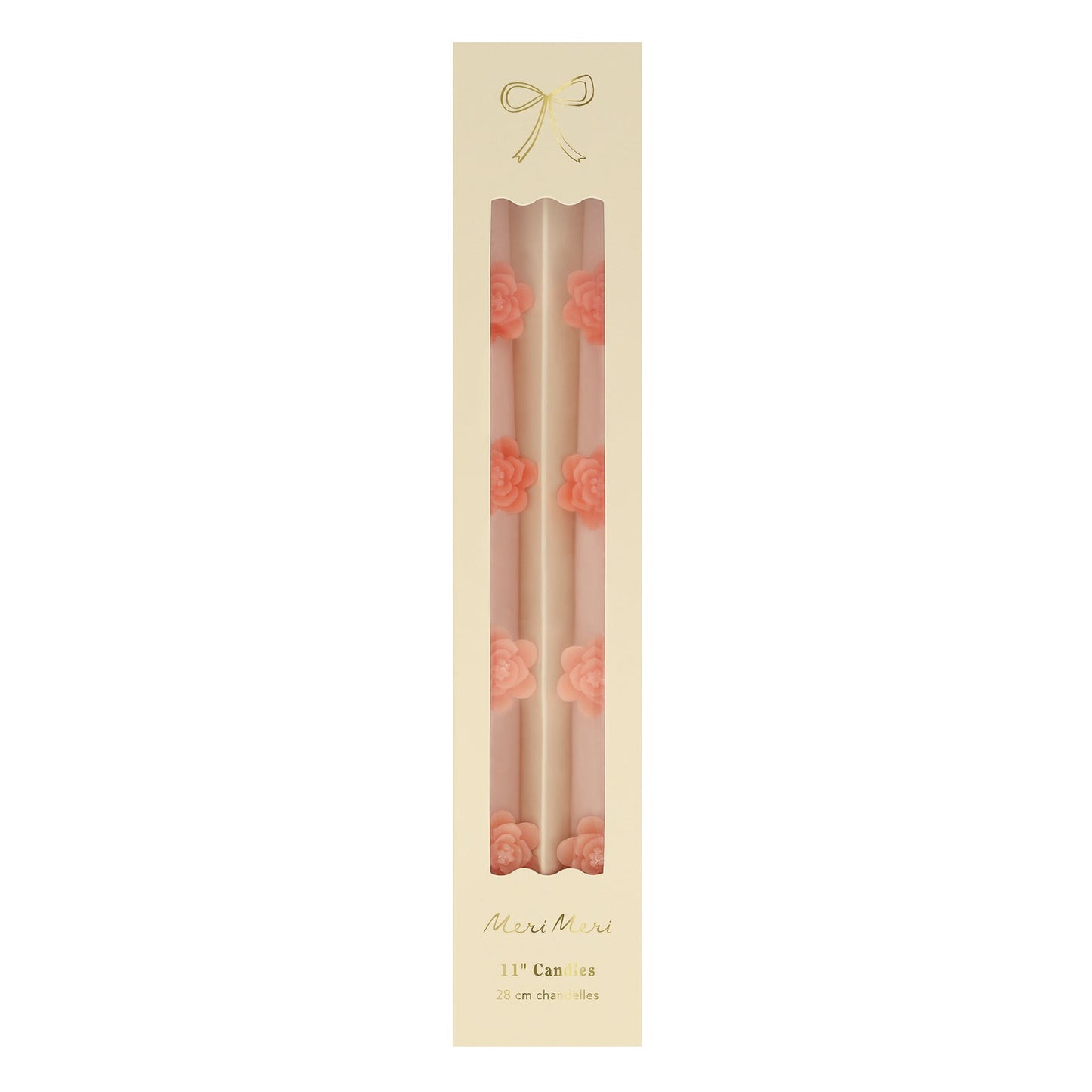 Pink Flower Taper Candles- Set of 2