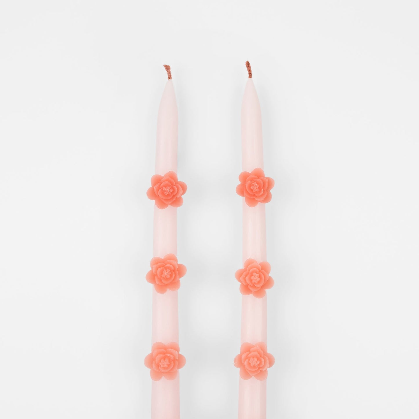 Pink Flower Taper Candles- Set of 2