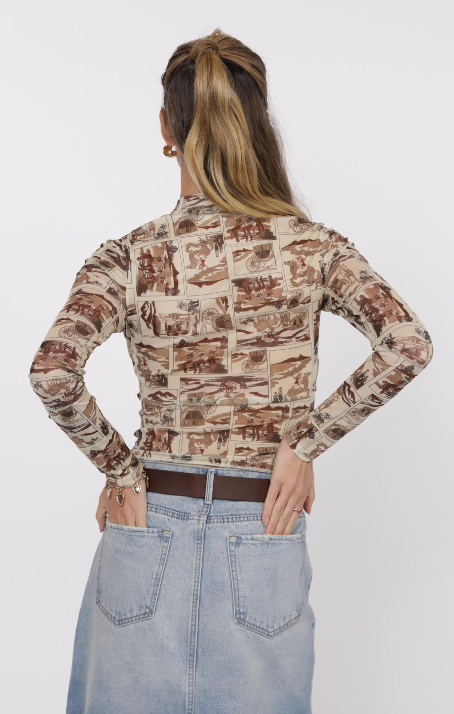 Giddy Up Mesh Long Sleeve Top
