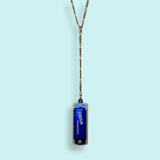 Blue Harmonica Necklace