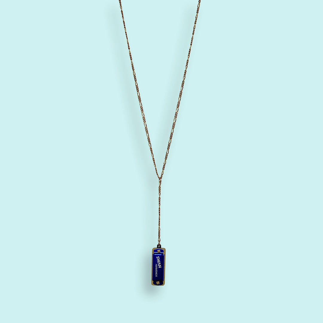 Blue Harmonica Necklace