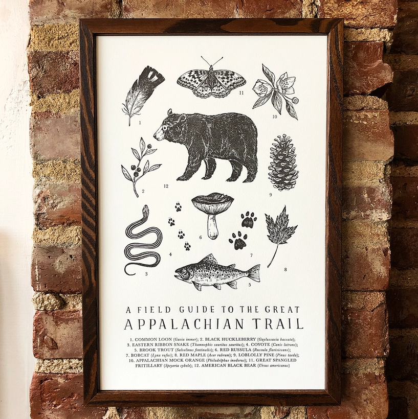 Appalachian Trail Guide Letterpress Poster