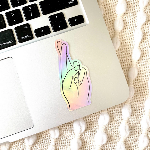 Holographic Fingers Crossed Sticker