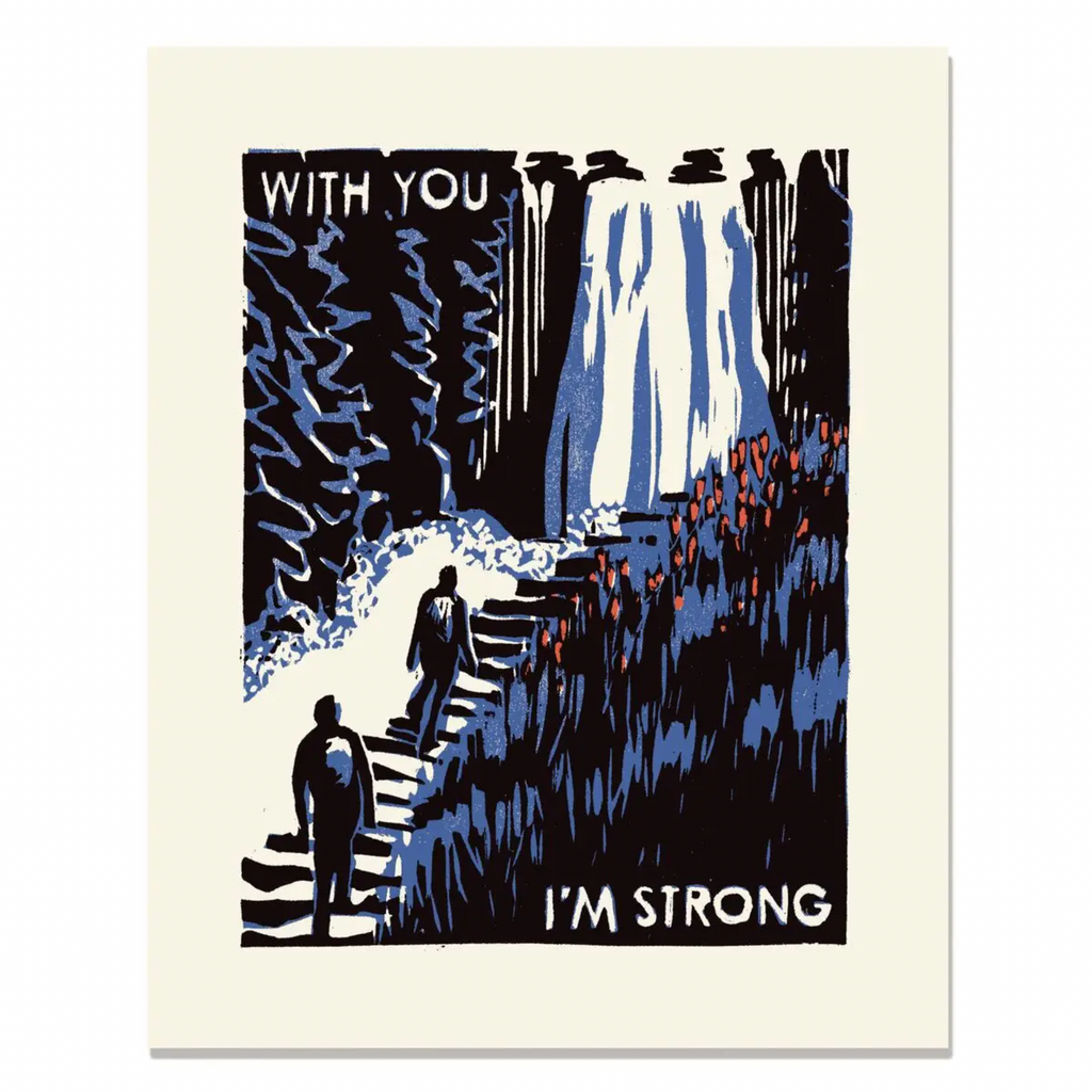 With You I'm Strong Woodblock Art Print 8x10"