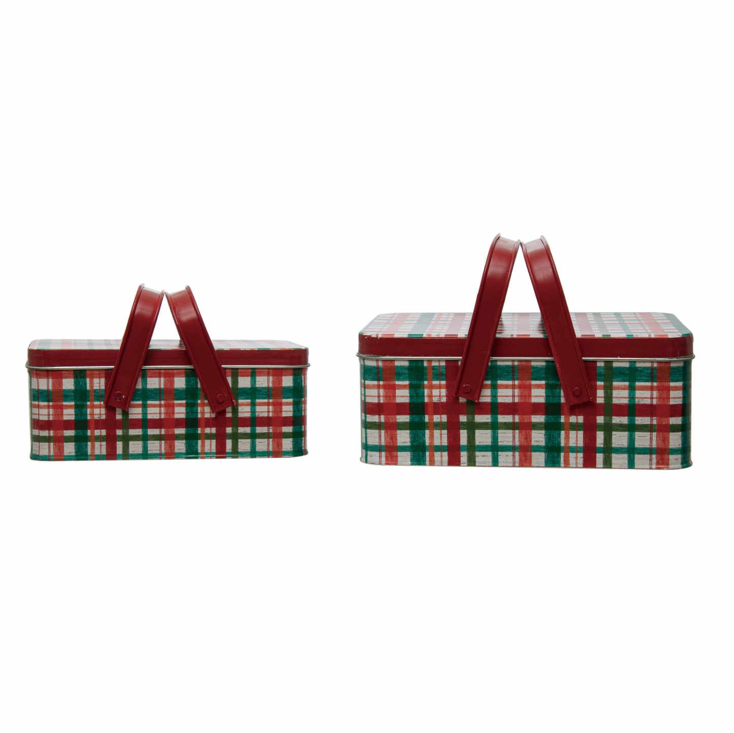 Vintage Inspired Plaid Metal Boxes