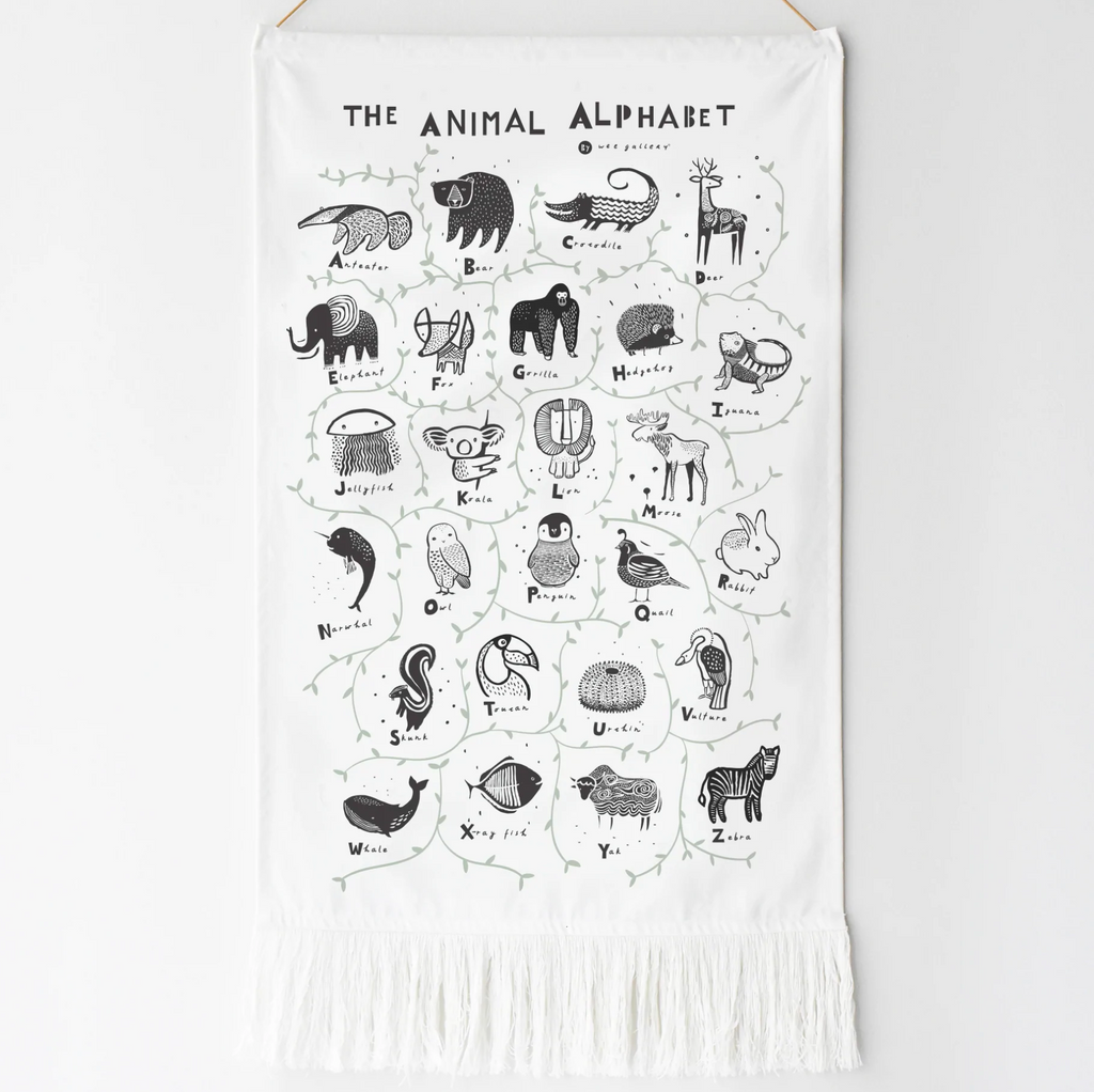 Woodland Alphabet Printed on Cotton Wall Banner