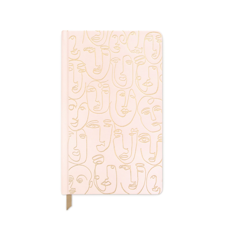 Blush Pink Faces Suede Hardcover Journal