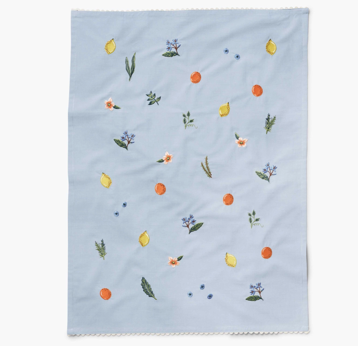 Fruit Stand Embroidered Tea Towel