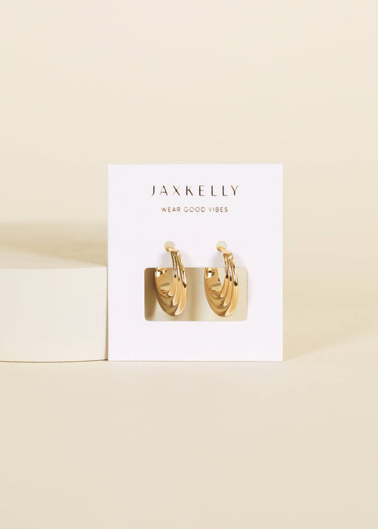 Tripple Arch Gold Earring