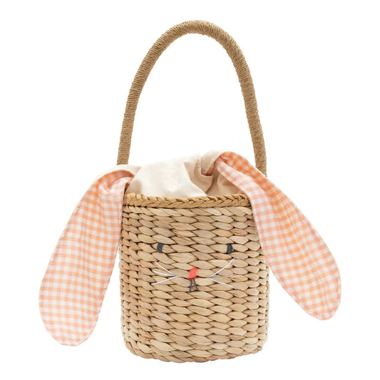 Woven Bunny Basket with Gingham Ears